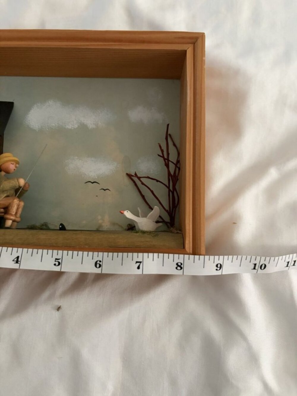 German Handmade Wood Fishing Fisherman Shadow Box Wall Hanging Art - Picture 11 of 13